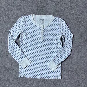 Roller Rabbit Blue Hearts Long Sleeve Pima Cotton Pajama Shirt Top Kids Size 10